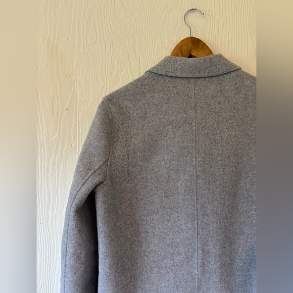 ViCOLO Wool Handmade Heather Grey Gray Double Breasted Long Midi Coat Peacoat - Picture 12 of 17